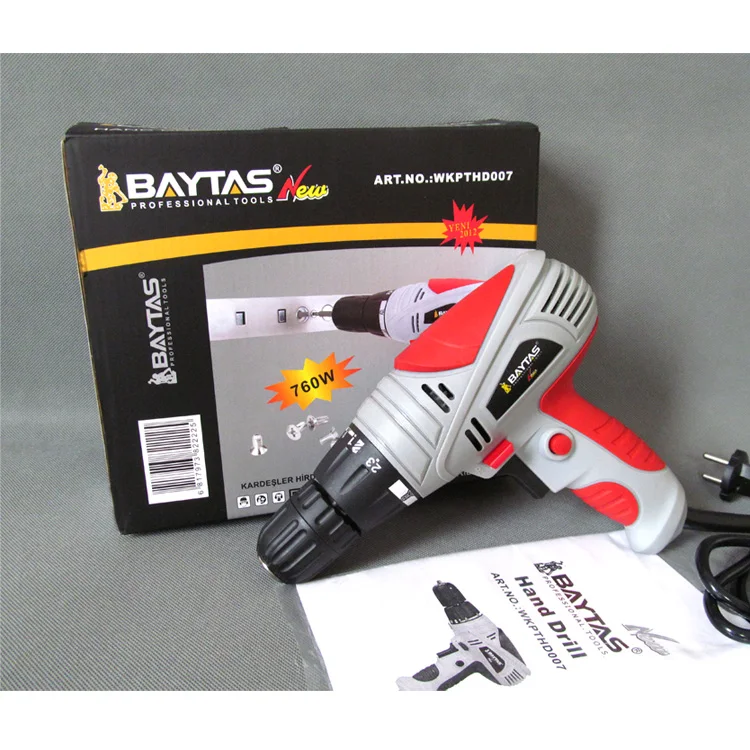 220V 760W Baytas европейский бренд кручения Электрическая дрель электрическая отвертка бытовые чистящие средства регулировки крутящего момента дрель