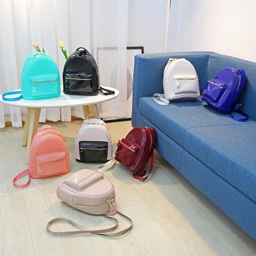 

LIXUN Summer Sweet Candy Color Zipper Backpacks New Silicone Travel Beach Bags Hand Bag Mochila Rucksack Female Shoulder Bags