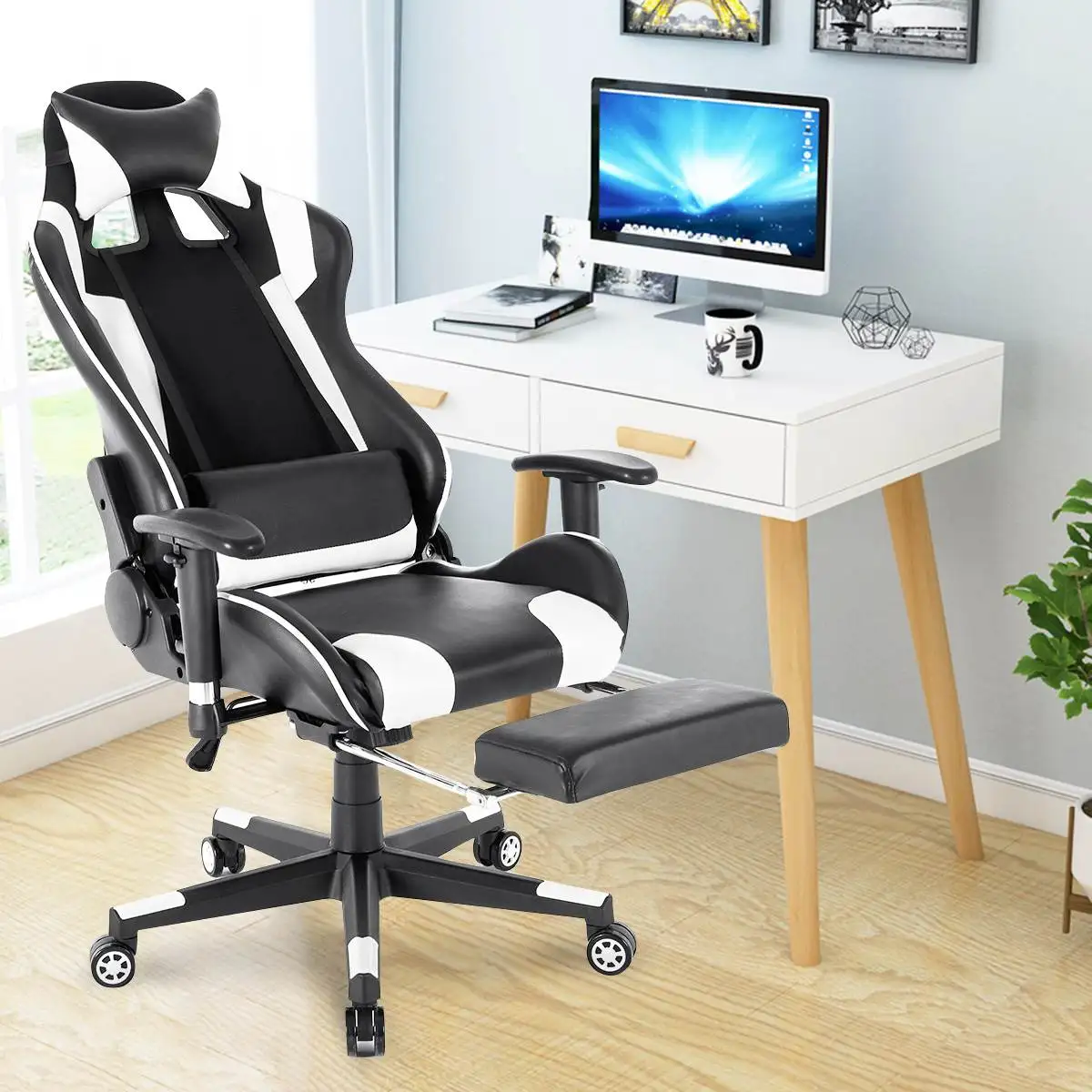 Us Stock Office Gaming Racing Chair Leather Reclining Ergonomic