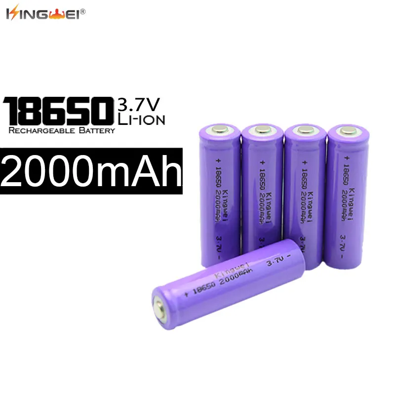 100pcs lot Kingwei New 18650 Battery 3 7v 2000mah Rechargeable For Laser Pen font b Powerbank