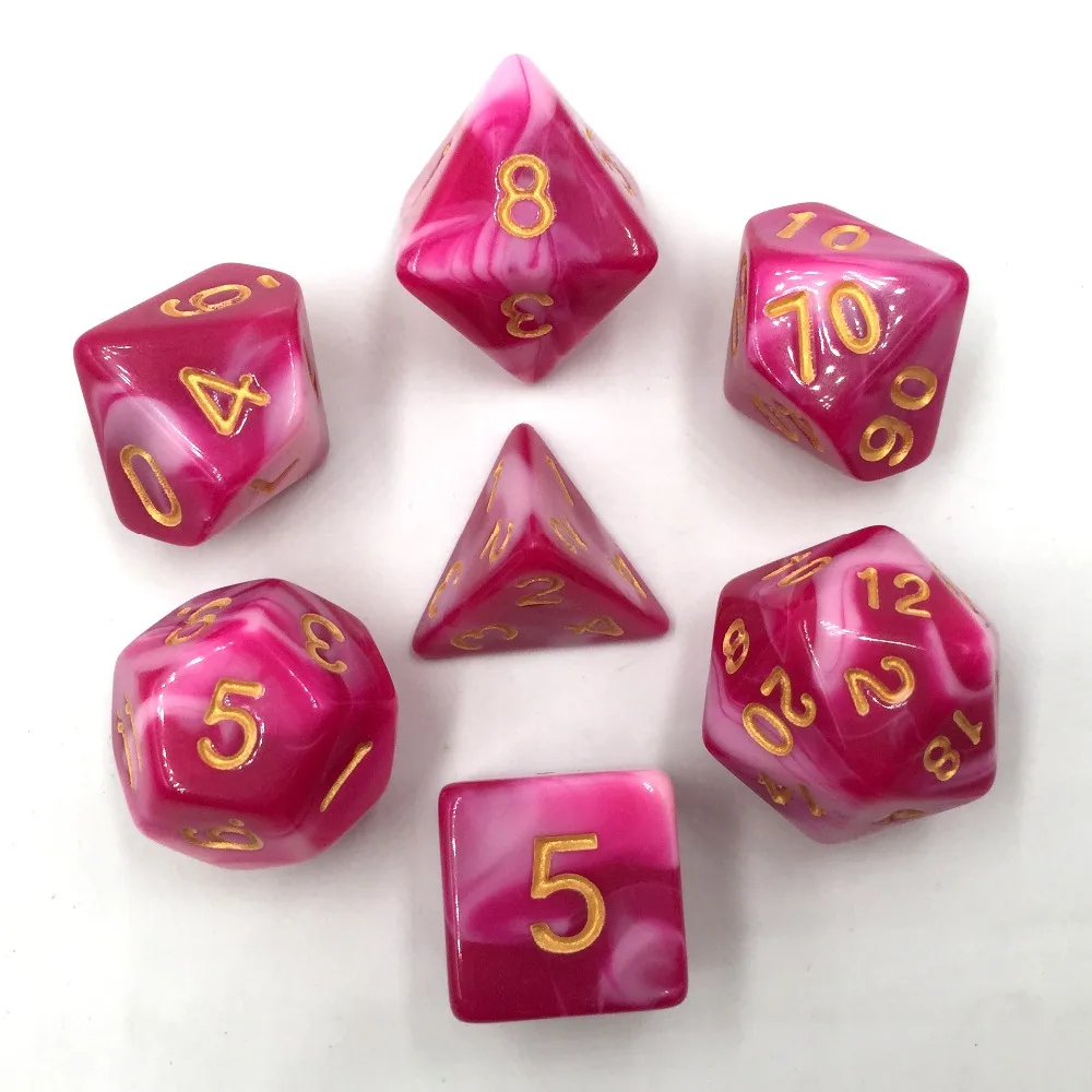 

rollooo Dice 7pc/set olyhedral Dice Double Color for DND RPG d4 d6 d8 d10 d% d12 d20