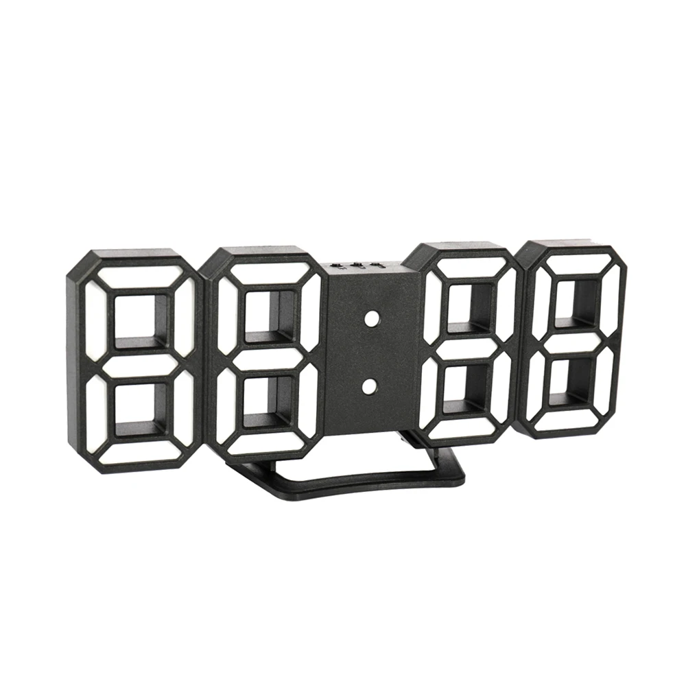 

3D LED Digital Wall Clocks 24 / 12 Hours Display 3 Brightness Levels Dimmable Nightlight Snooze Function for Home Kitchen Office