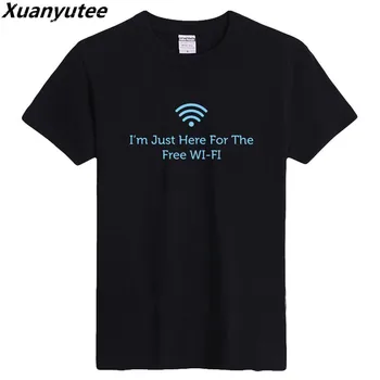 

Geek Programmer T-Shirt I Am Just Here For The Free WI-FI Geek Mens Short Sleeve 100%Cotton 220gms O-Neck Print & Solid Top Tees