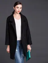 Black straight loose cashmere coats women’s wool coat womens winter jackets and coats slim fashion england british style S M L