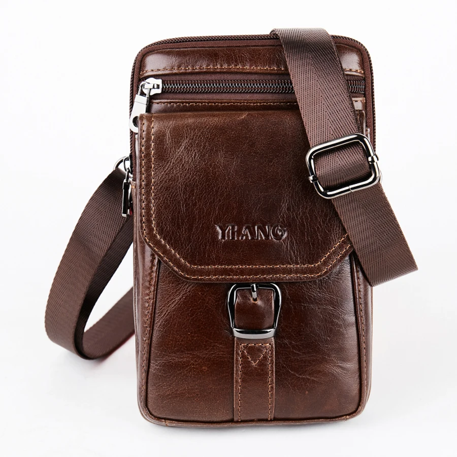 Luxury Genuine Leather 7' Cell Mobile Phone Wallet Punch Case Men Belt