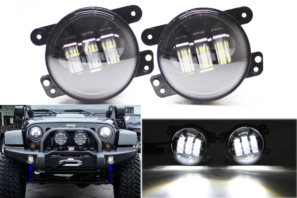 

Free Shipping 1 Set 4'' Round LED Fog Light for 07~14 Wrangler JK High Power 30W CREE LED Fog Lamp Auto DRL Light Led Headlamp