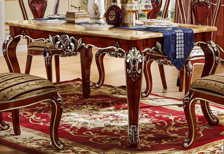6 Seater most popular marble top dining table sets - 6001