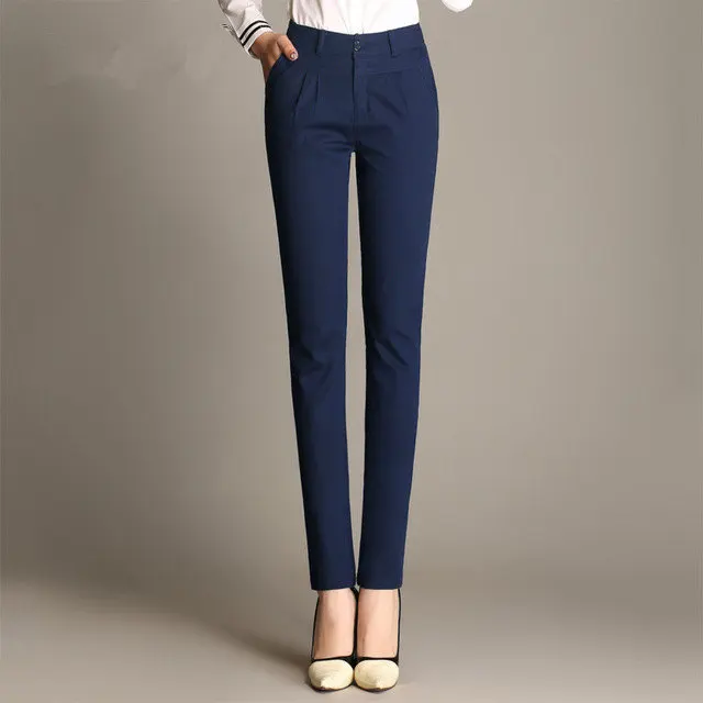 

Spring Autumn OL Designer Stretch Slim Pencil Pants Plus Size Business Casual Pants Black White Khaki Blue Work Wear Trouser 4XL