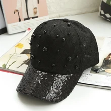 MYZOPER Новая модная летняя блестящая Защита от солнца, бейсболка, Кепка с жемчужинами, регулируемая Женская кепка
