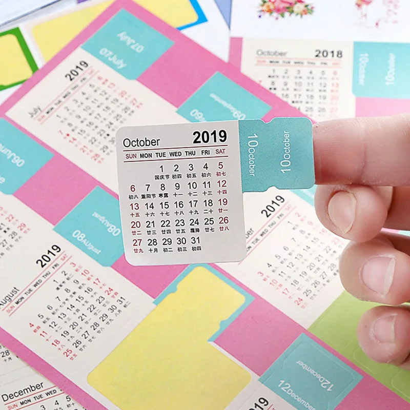 

2019 Year Calendar Time DIY Decorative Stickers Fine Student Journal Stationery Stickers For Diary Notebook