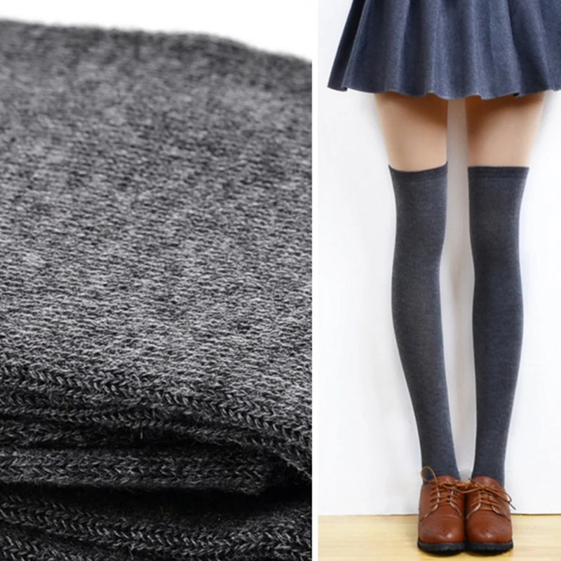 1 Pair Womens Over Knee Knit Cotton Stockings Thigh High Long Socks Fashion Autumn Warm Stockings New