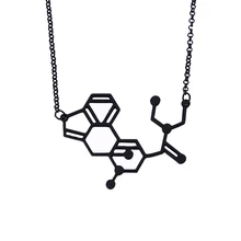 Темперамент кофеина ожерелье с дизайном «молекула» химическое ожерелье структура кулон ожерелье s Элегантное длинное ожерелье для женщин