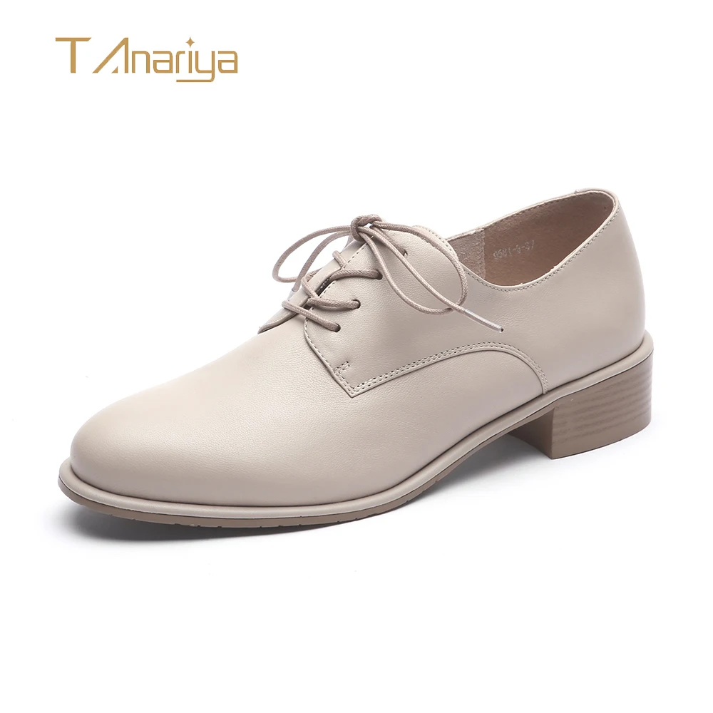 

Tanariya Genuine Leather Sheepskin Round Toe Office & Career Lace-up Cow Womens Shoes Ladies Wedding Shoes Woman