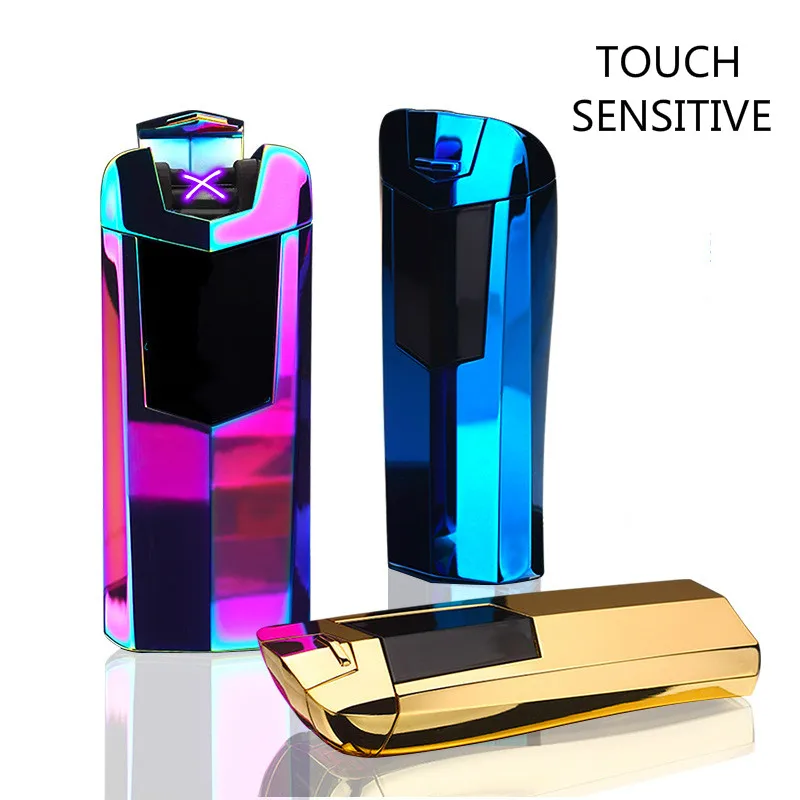 

New DIY touch sensitive charging lighter double arc windproof pulse cigarette lighter many colour can be choose good quality