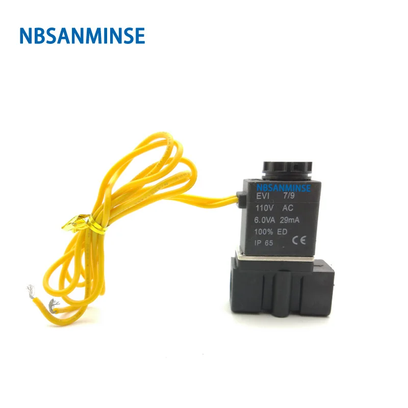 

NBSANMINSE 2P025 G1/4 2 Way Solenoid Valve Air Plastic Valve For Air Water Oil Normally Closed AC220V AC110V DC24V DC12V