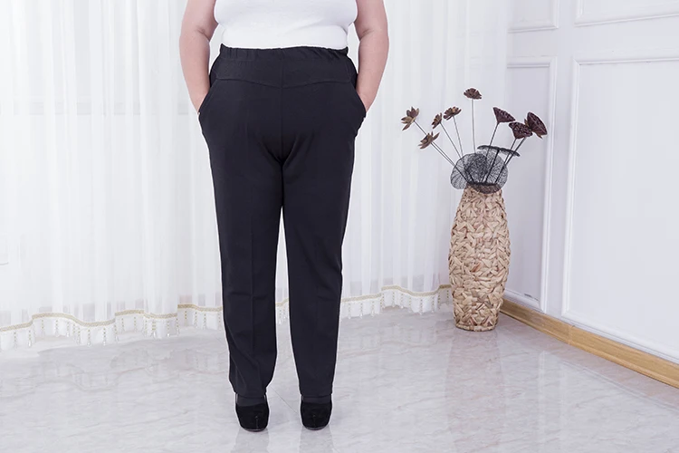 Капри, женские штаны,, большие размеры, 2XL-7XL, женская одежда среднего возраста, высокая талия, черные брюки, Офисная Женская одежда, винтажные штаны J490