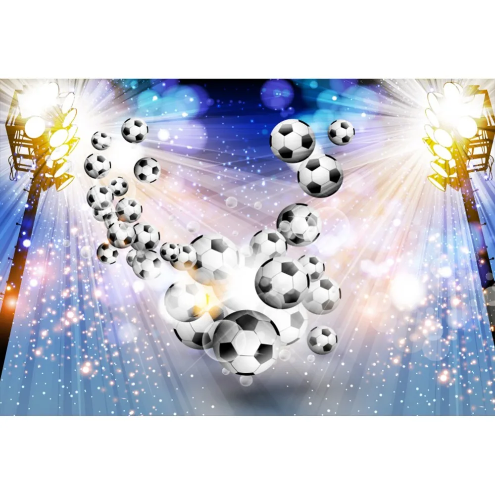 Laeacco Footballs Microphone Light Bokeh Baby Children Photography Background Customized Photographic Backdrops For Photo Studio