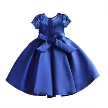 

Vestidos Girls Dresses Elegant Princess Clothing Pearls Ball Gown Bow Lace Wedding Party Dress For Kids Girl Children 4T-9T