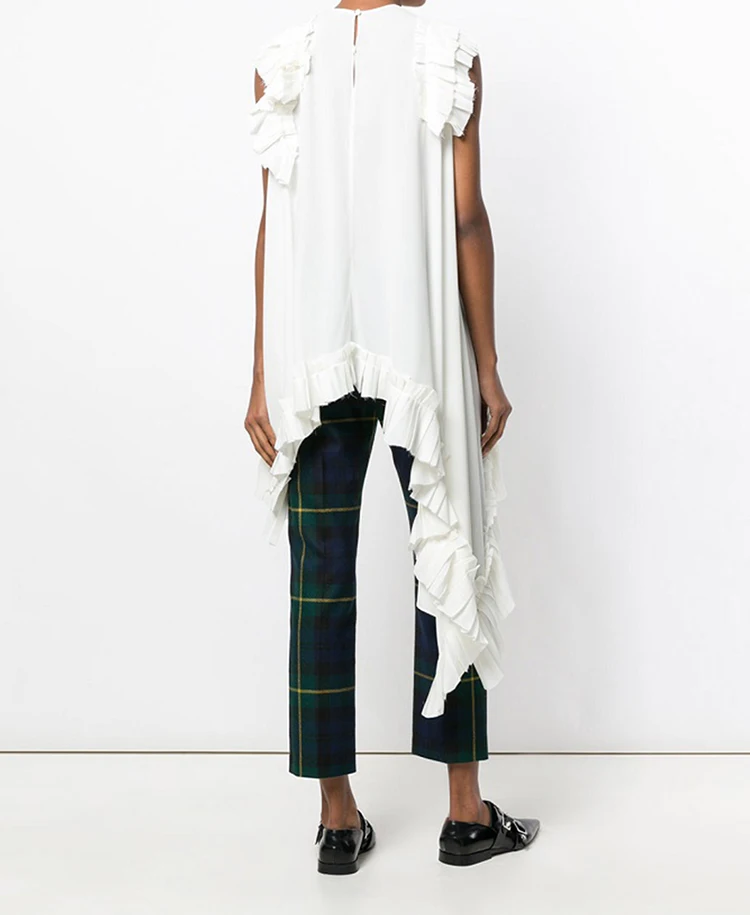 New Fashion Style Irregular Sleeveless Ruffles Hem Blouse Fashion Nova Clothing