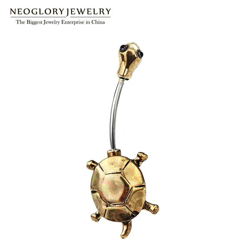 

Neoglory Light Yellow Gold Color Tortoise Rhinestone Piercing Belly Button Rings Navel for Women Fashion Jewelry New QC4