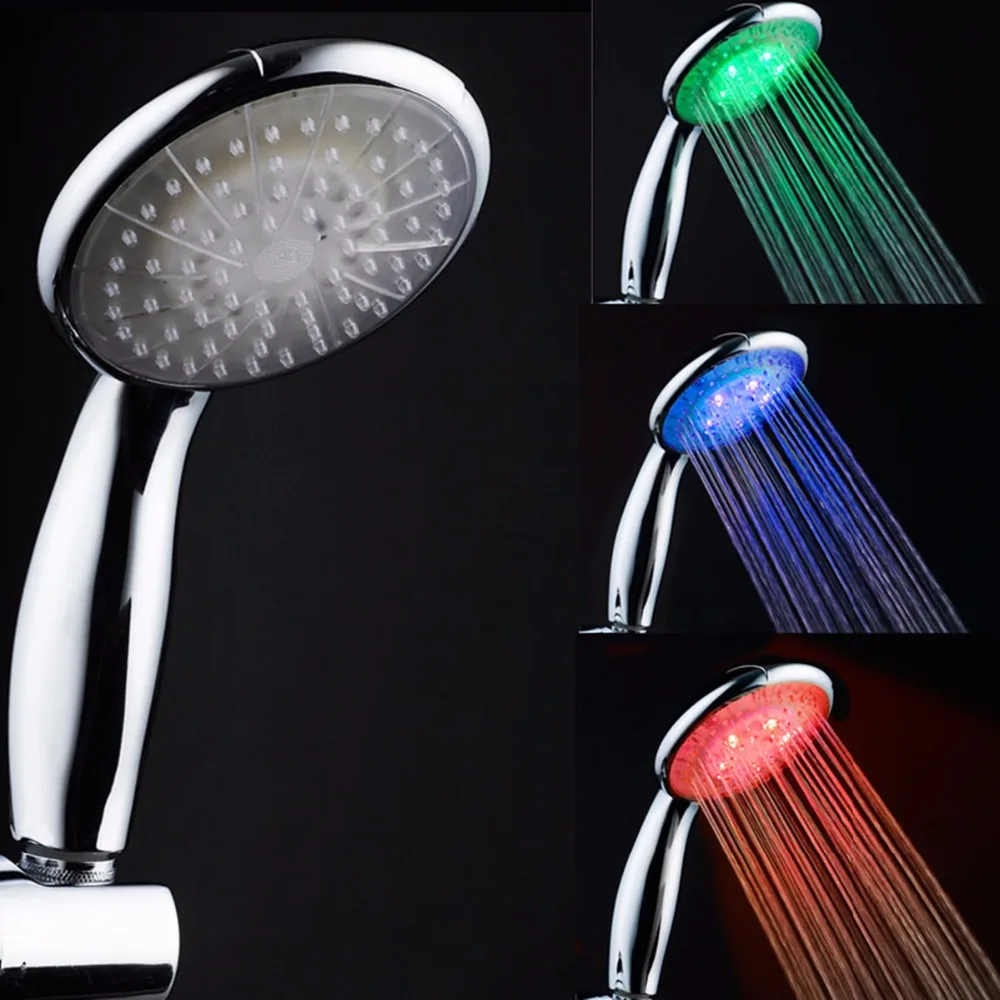 

Fashion Round Romantic Bathroom Night Light 7 Color Fast Flashing LED Hand Shower Large Nozzle rainfall/rainbow shower head