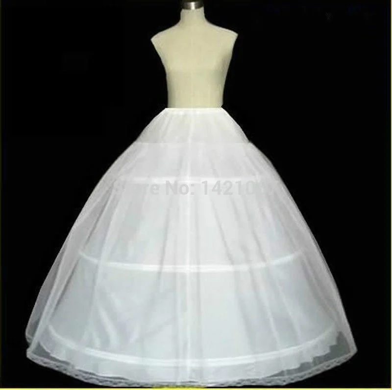Дешевые 3 обруч Белый подъюбник Кринолин Нижняя юбка для свадебного платья свадебное платье