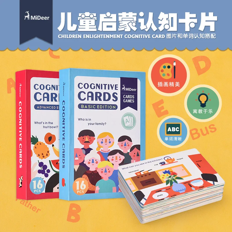 

new Mideer children early education cognitive card English word color shape learning card baby toy LL132