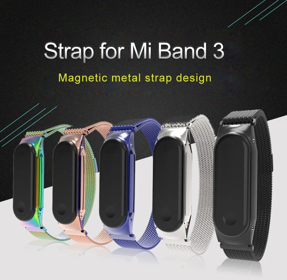 For Xiaomi Mi Band 3 Strap Smart Bracelet Metal Magnetic Strap Mi Band 3 Stainless Steel Replace Wrist Strap MiBand 3 Accessory  (1)