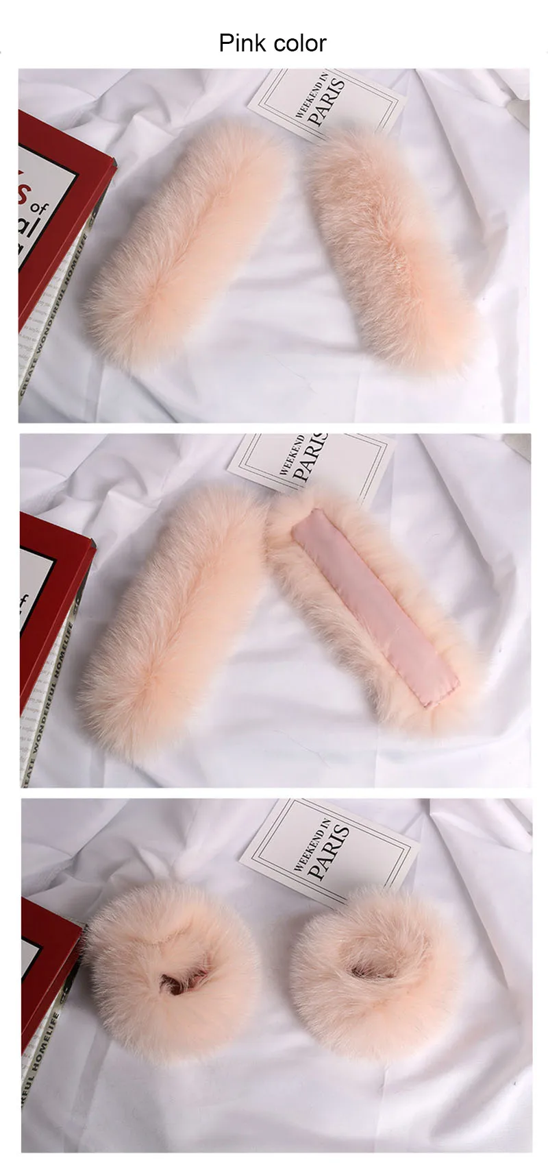 fox fur slap cuffs color pink