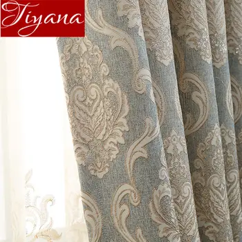 

European Royal Luxury Sheer Curtain Fashion Jacquard Thick Blackout Curtain for Living Room Bedroom Window Drape Fabric T&245#30