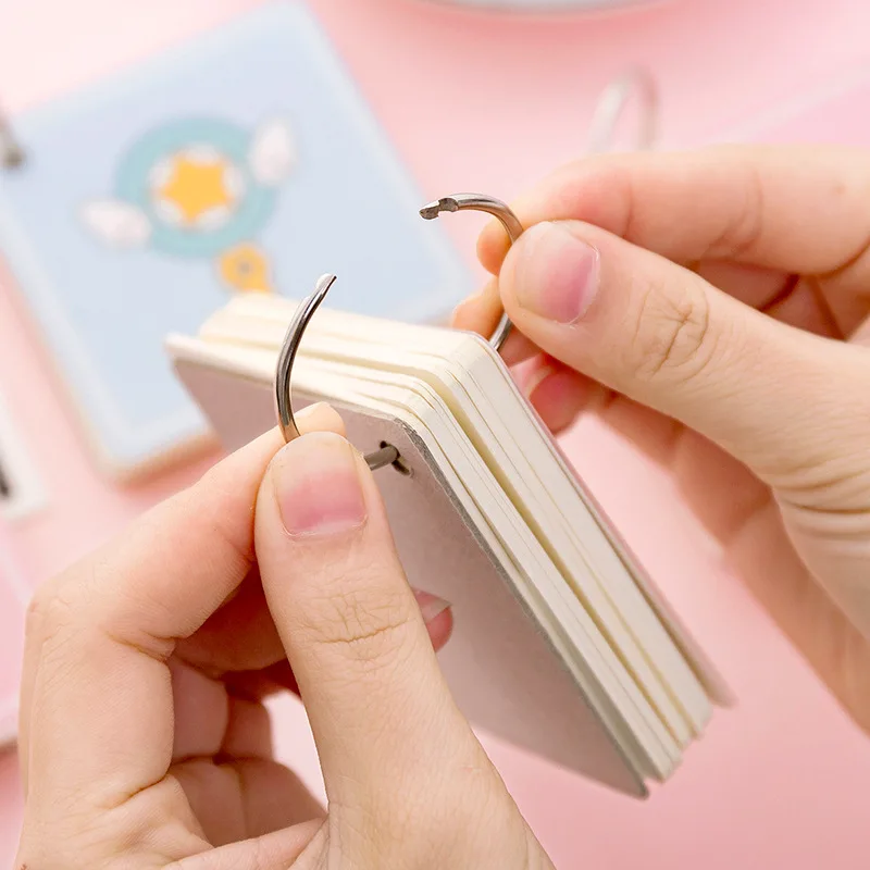Kawaii розовый блокнот для заметок с крыльями ключа симпатичное железное кольцо
