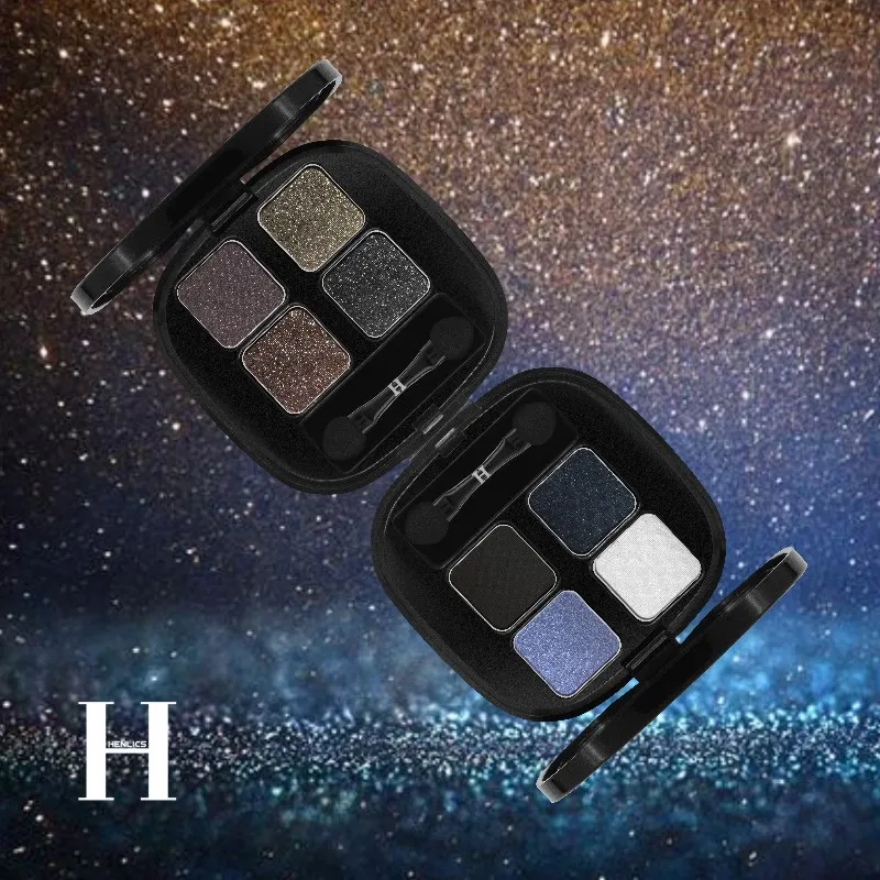 HENLICS Bright Shining Eyeshadow Palette with Eyeshadow Brush 4 Colors Per Set Glitter Eye Shadow for Eyes Makeup Cosmetics (2)
