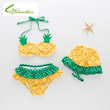 Комплект одежды для девочек, летняя пляжная Новинка года, детский купальный костюм с ананасом для девочек, комплект из двух предметов, детский купальный костюм