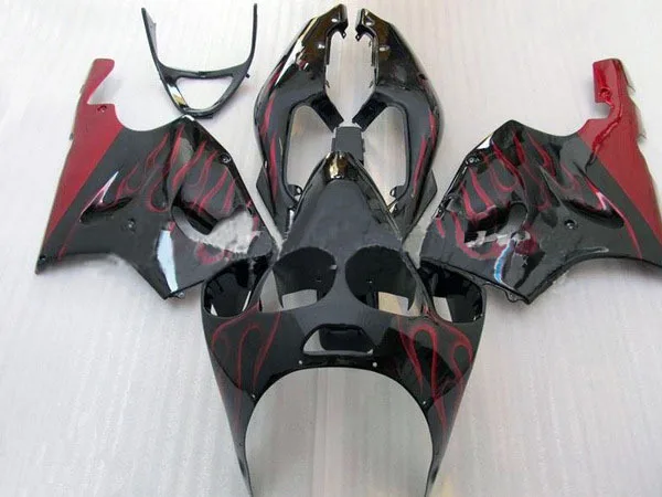 7Gifts black red flame fairing kit For KAWASAKI NINJA 96-03 ZX7R 96 97 98 99 00 01 02 03 ZX 7R ZX-7R 1996 1997 1998 2003 body
