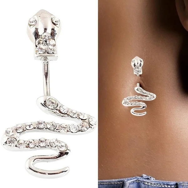 

1Pc Women Snake Shape Stainless Steel Belly Button Ring Navel Body Piercing Jewelry