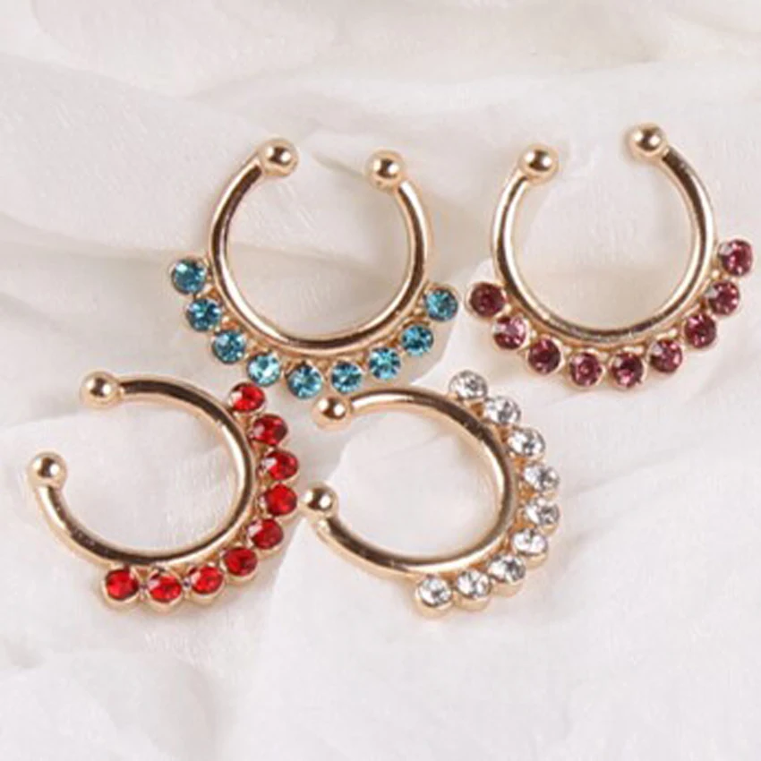 1Piece Fashion Non Piercing Fake Nose Ring Clip on Punk Goth False Hoop