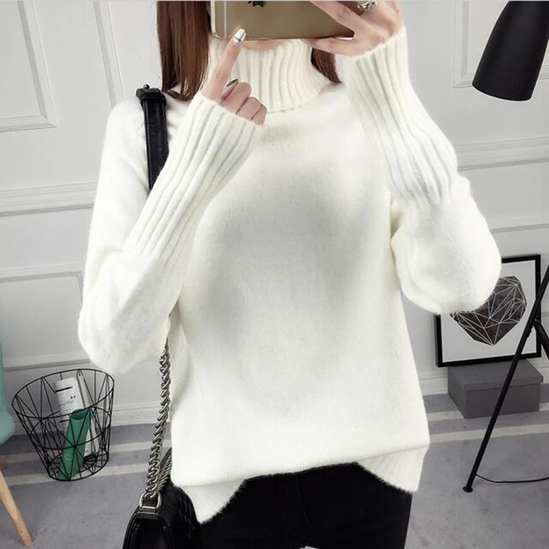 

Turtleneck Sweater Women Autumn Winter Sweater Solid Kintted Long Sleeve Pullovers Sweater Sexy Womens Jumper Pull Femme River