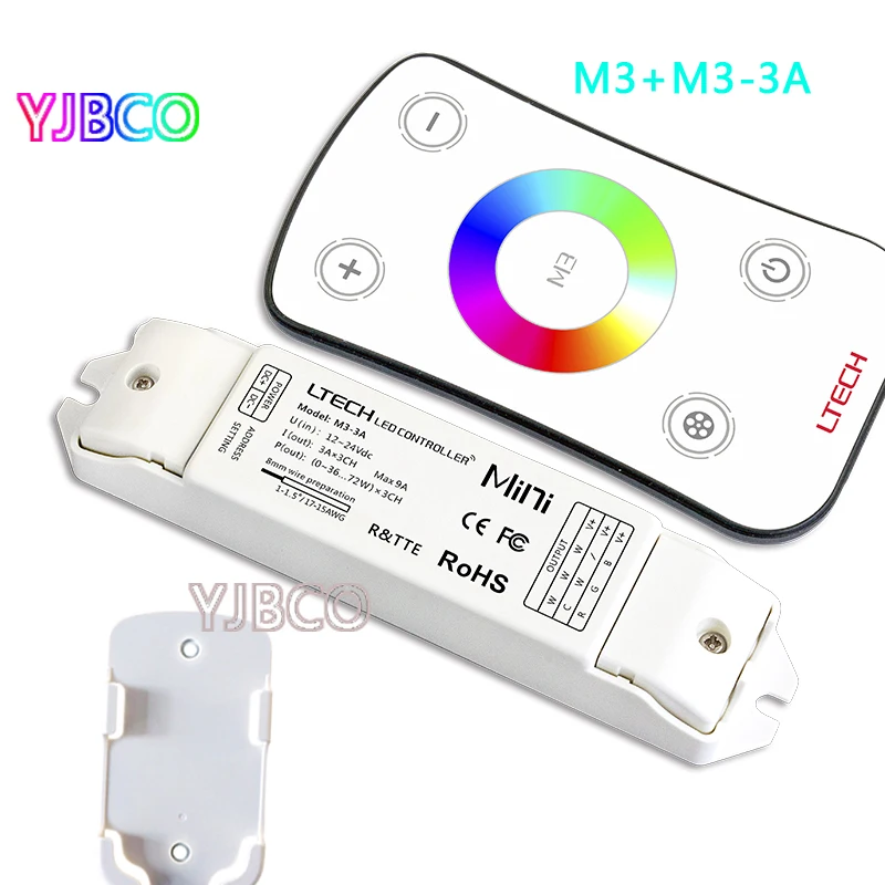 

M3+M3-3A DC12V/24V 3Ax3CH 9A RGB LED Receiving Controller RF Wireless Touch Remote for 5050 3528 RGB LED Strip Lights Ribbon