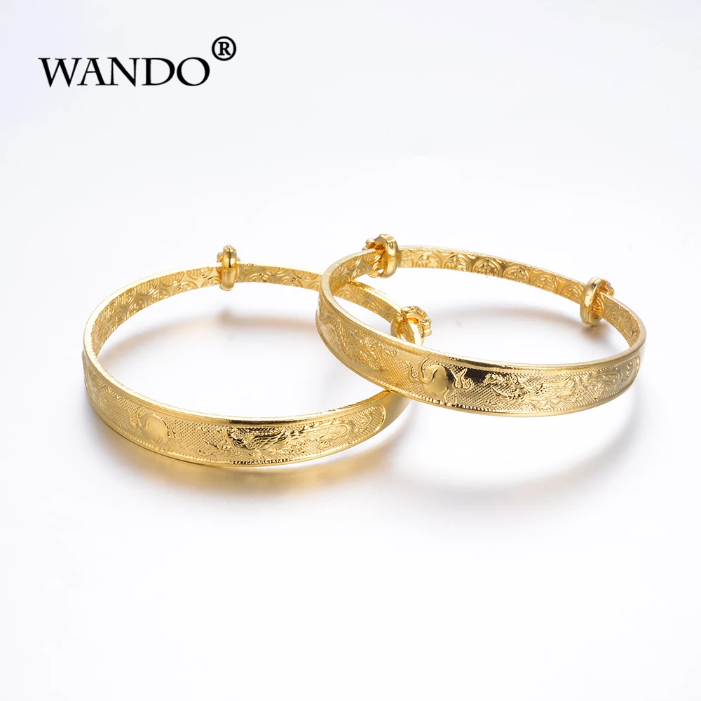 

WANDO 2pcs Dragon phoenix Classic Bangle&bracelet for Girls/Baby/Kids Children's Metal Jewelry girl's festival lovely GiftsB03