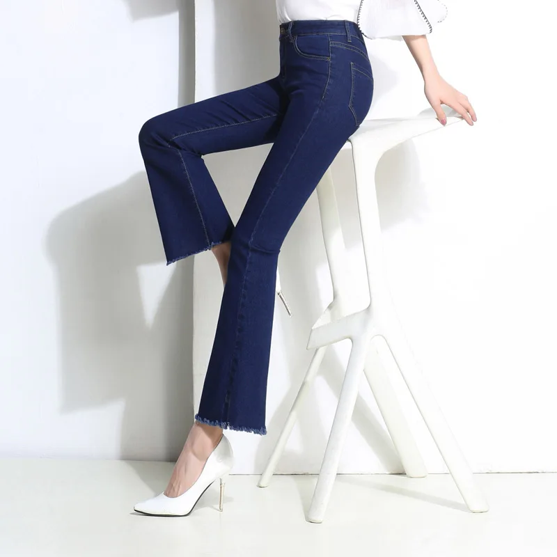 

2017 explosion slim slim all-match micro burr (dark blue and white washed la. Black jeans) shipping