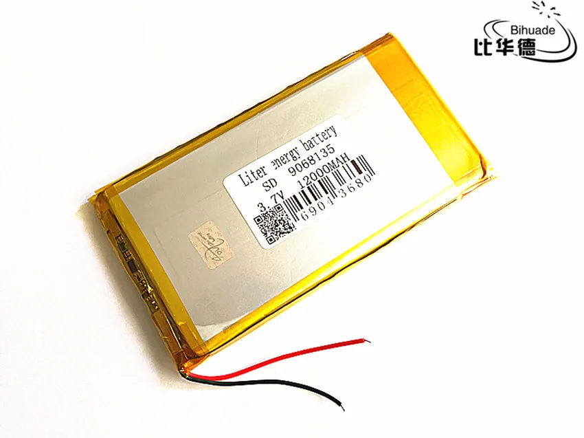 

Liter energy battery 9068135 3.7V 12000mAh Lithium polymer Battery with Protection Board For Tablet PCs Free Shipping