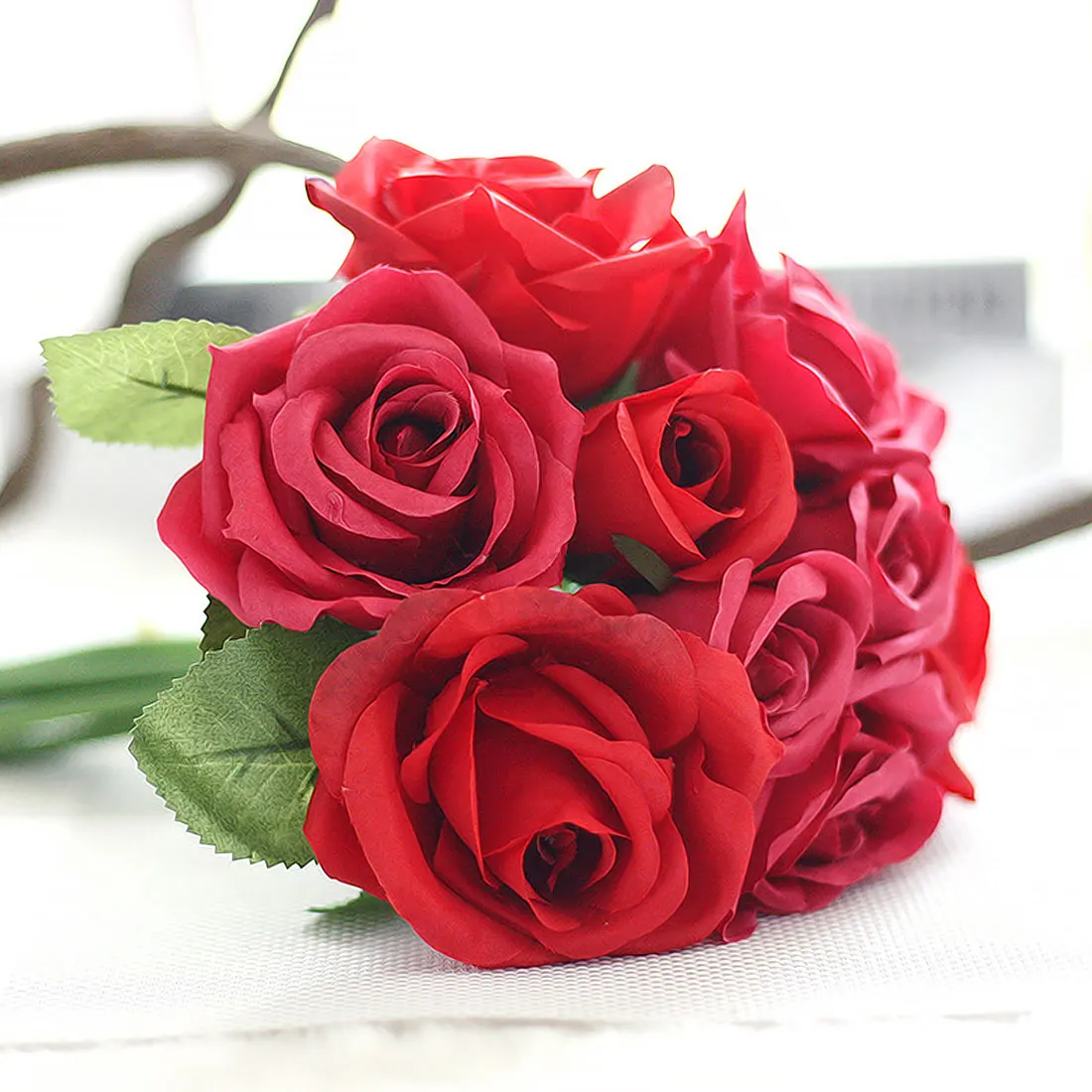 Высокое качество 9 шт. розы для банкета тайская Королевская роза Свадебные украшения Искусственные цветы Искусственный шелк цветок розы домашний декор
