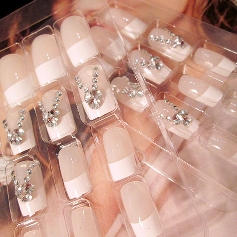 Buy ELECOOL 24Pcs/Set Elegant Long French Fake Nails