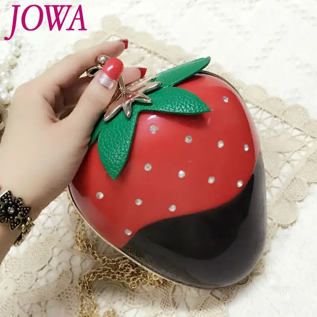 fruta bolso sólido diamantes Bolsas 2017 diseño Linda Nuevo fresa qtxEZS0