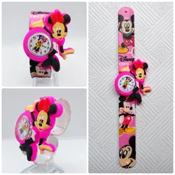 Красивые часы для девочек детские розовые часы с рисунком Минни красочные резиновые наручные часы для девочек детские Montre Enfant