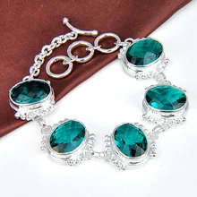 Promoción Luckyshine Fuego Excelente Plaza Pulido Fuego Verde de Cuarzo Gemas Pulseras Brazaletes Pulseras de Cadena de Rusia Australia