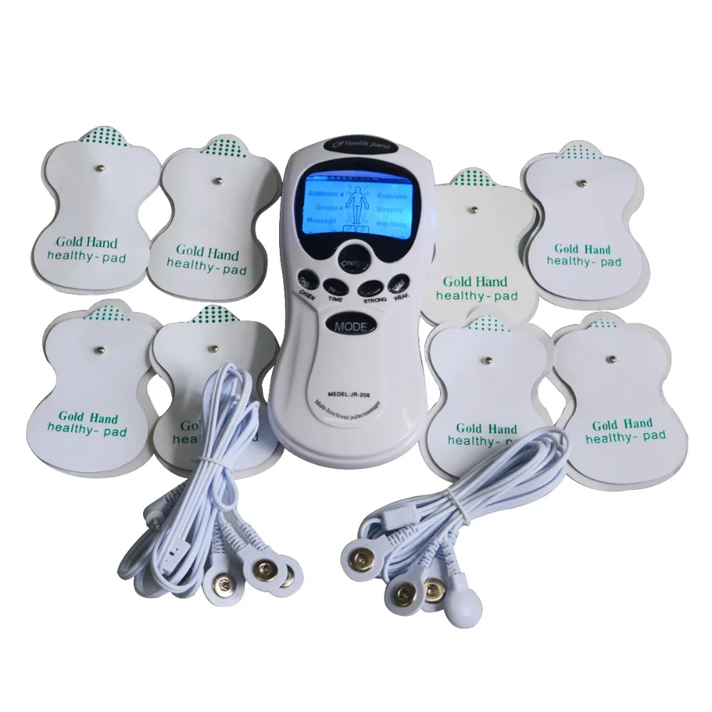 Dual Input White Electrical Stimulator Full Body Relax Muscle Massager Pulse Tens Acupuncture Therapy With 8Pcs Electrode Pads