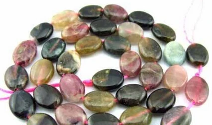 

Hot sell ->@@ N713 8x10mm Natural multicolor Tourmalin flat oval loose Beads 15'' -Top quality free shipping