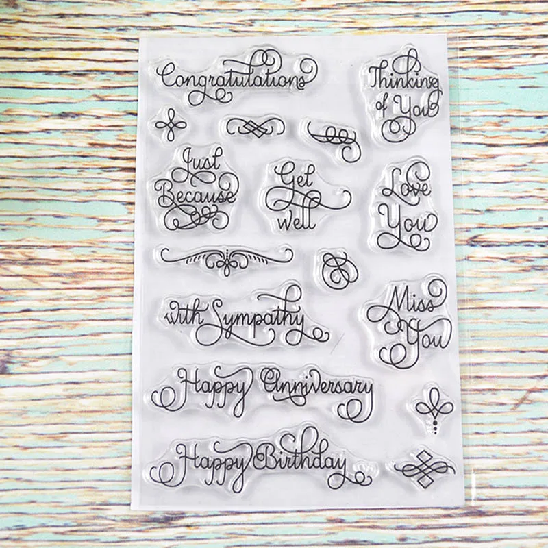 

Words Phrase Greeting stamp TPR silicon clear Stamp rubber seal for DIY Scrapbooking/Card Making/ Decoration Supplies