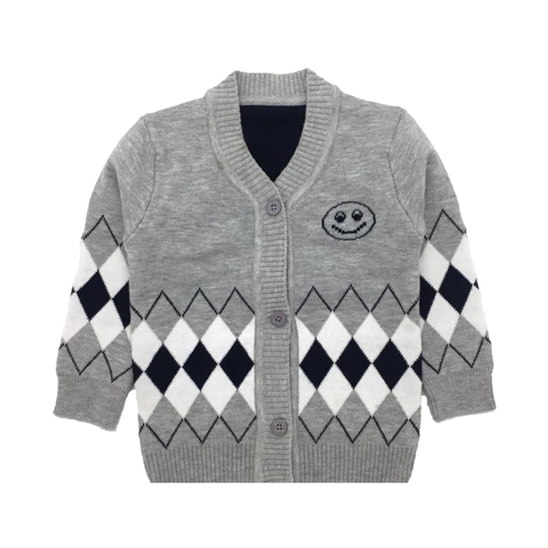 Casual Plaid Baby Boys Sweater Knitted Infant Baby Cardigan Sweater V-Neck Long Sleeve Sweater For Boys Autumn Baby Boy Clothing (7)